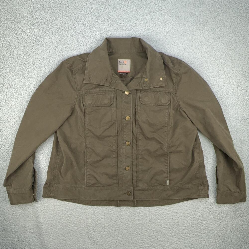 5.11 Tactical Jacket Women's XL Brown Canvas Snap Front Utility Workwear Outdoor